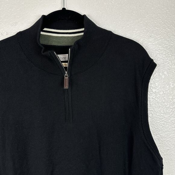 Williams Kent Sweater Mens XL Italian Merino Wool Black 1/4 Zip Vest Golf Preppy - Picture 3 of 11